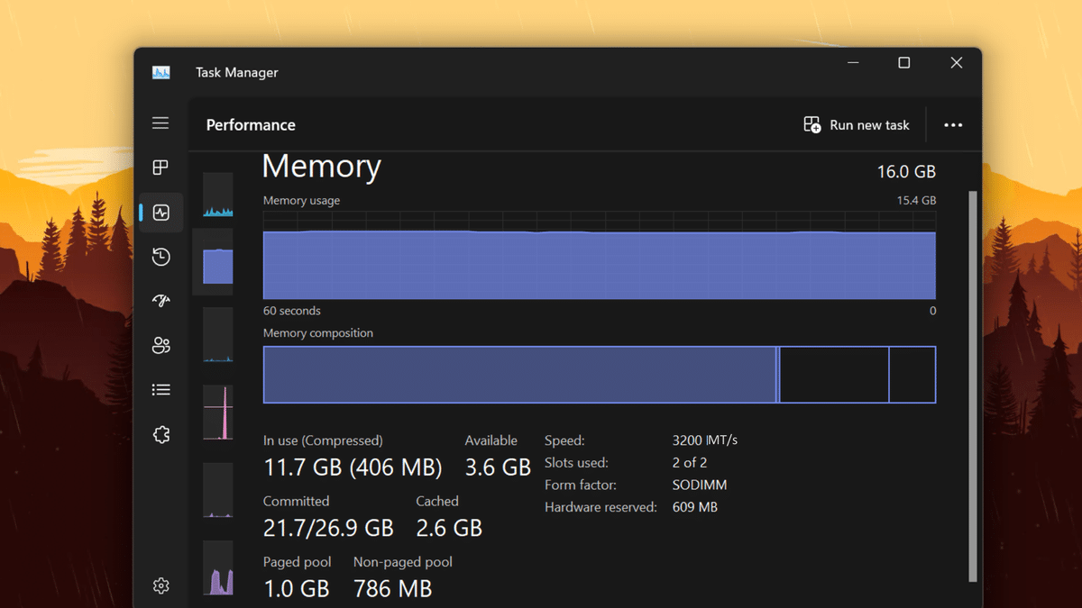 Task Manager rendered with the MT/s change