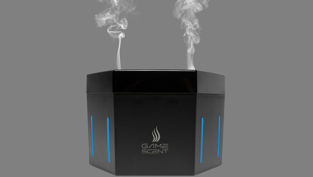 GameScent promo image - GameScent device farting odours into the air