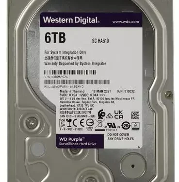 هارد WD PURPLE 6TB (استوک-سلامت 100% - کارکرد زیر 6 سال)